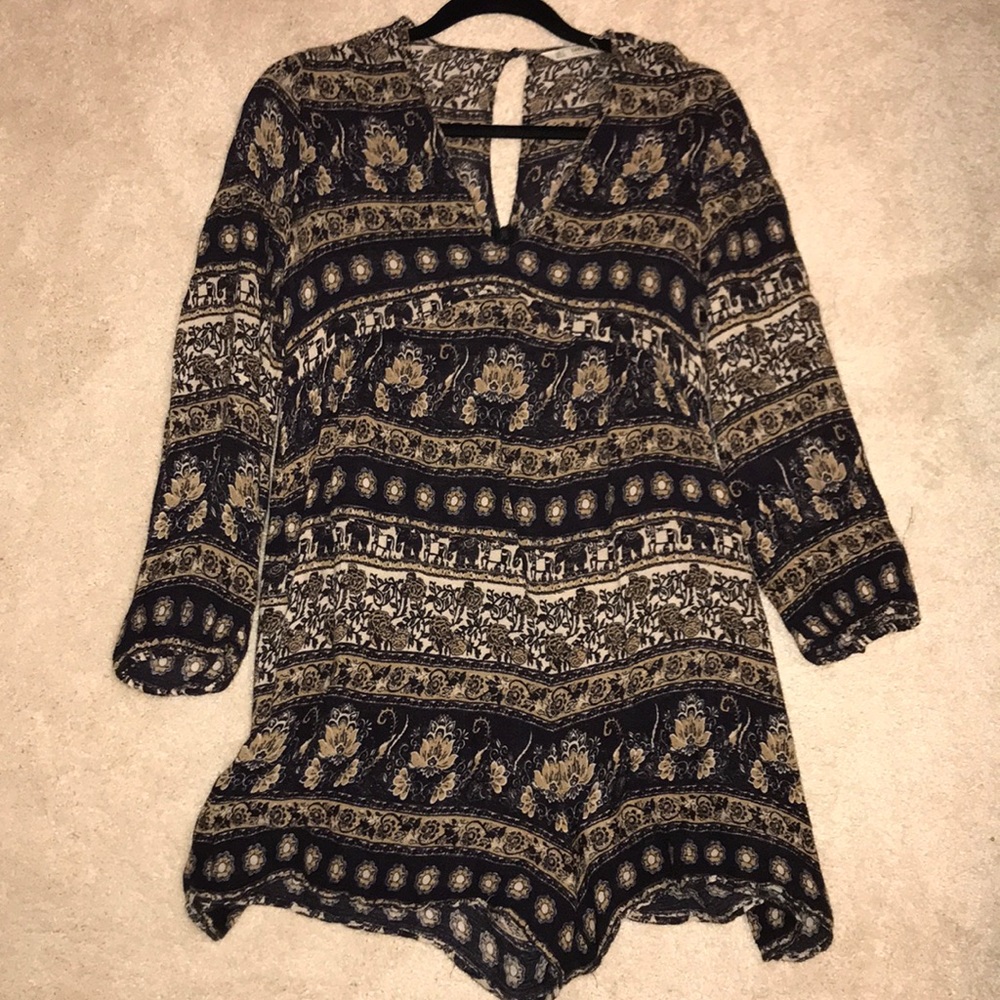 ZARA BLACK AND BROWN FLORAL ROMPER
